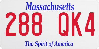 MA license plate 288QK4