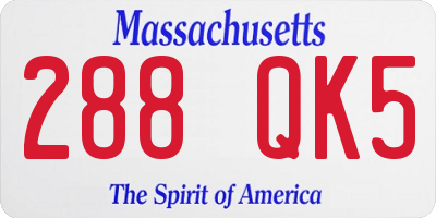 MA license plate 288QK5