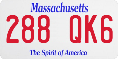 MA license plate 288QK6