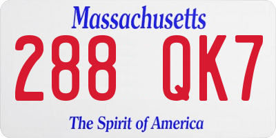 MA license plate 288QK7
