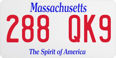 MA license plate 288QK9