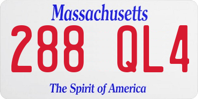 MA license plate 288QL4