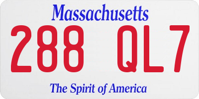 MA license plate 288QL7