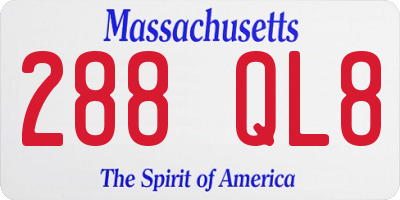 MA license plate 288QL8