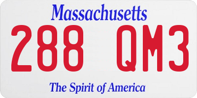 MA license plate 288QM3