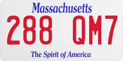 MA license plate 288QM7