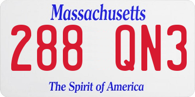 MA license plate 288QN3