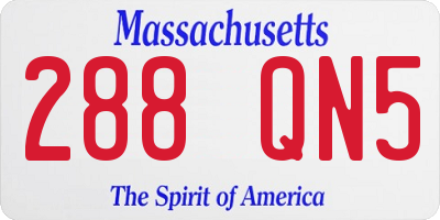 MA license plate 288QN5