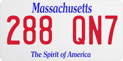MA license plate 288QN7