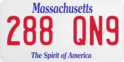 MA license plate 288QN9