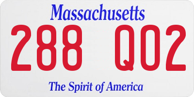 MA license plate 288QO2