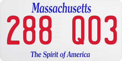 MA license plate 288QO3