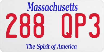 MA license plate 288QP3