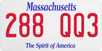 MA license plate 288QQ3