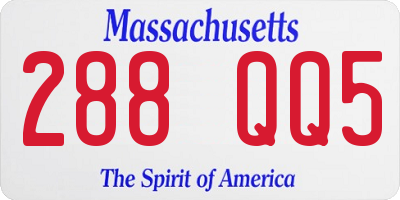MA license plate 288QQ5