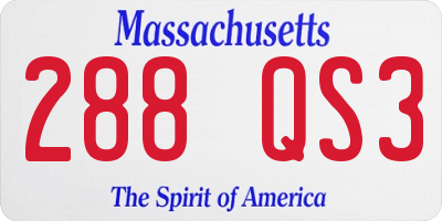MA license plate 288QS3