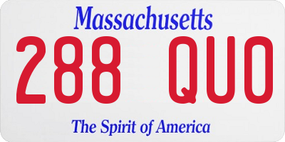 MA license plate 288QU0
