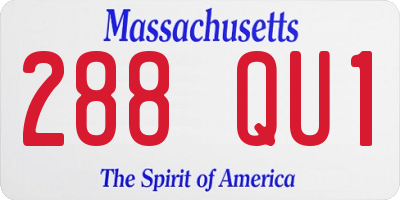 MA license plate 288QU1