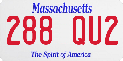 MA license plate 288QU2