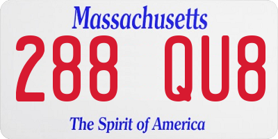 MA license plate 288QU8