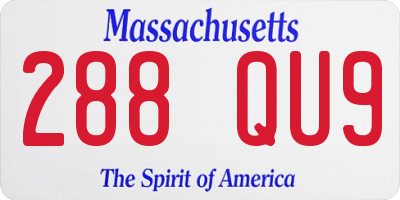 MA license plate 288QU9