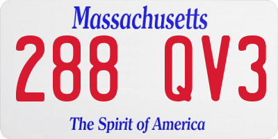 MA license plate 288QV3