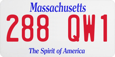 MA license plate 288QW1