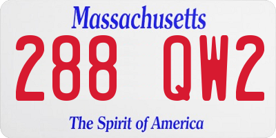 MA license plate 288QW2
