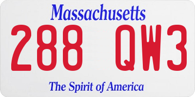 MA license plate 288QW3