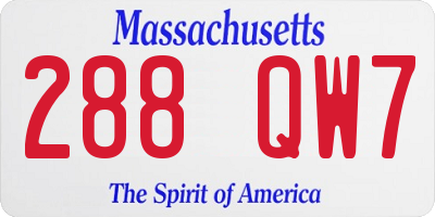 MA license plate 288QW7