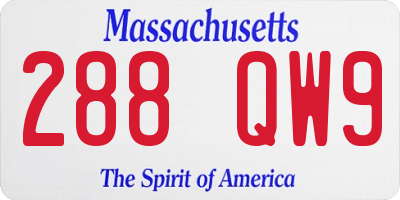 MA license plate 288QW9