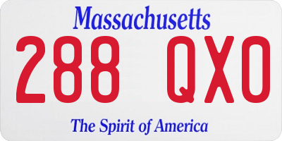 MA license plate 288QX0