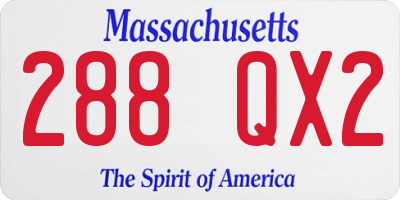 MA license plate 288QX2