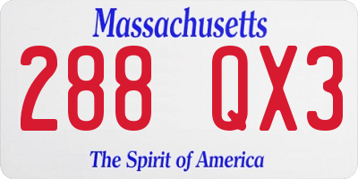 MA license plate 288QX3