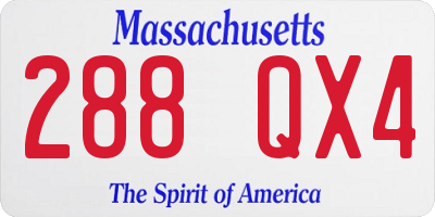 MA license plate 288QX4