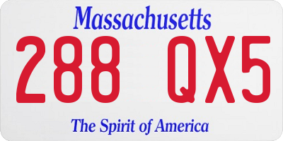 MA license plate 288QX5