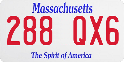MA license plate 288QX6