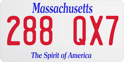 MA license plate 288QX7