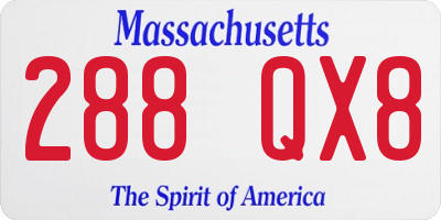 MA license plate 288QX8