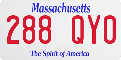 MA license plate 288QY0