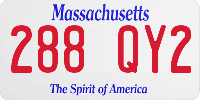 MA license plate 288QY2