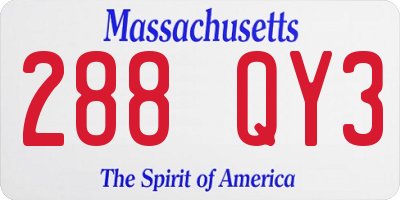 MA license plate 288QY3