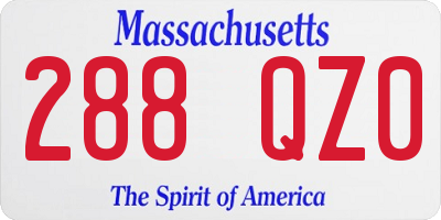 MA license plate 288QZ0