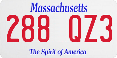 MA license plate 288QZ3