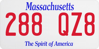 MA license plate 288QZ8