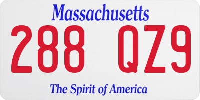MA license plate 288QZ9