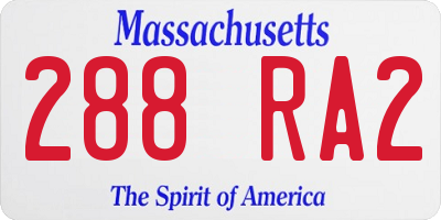 MA license plate 288RA2