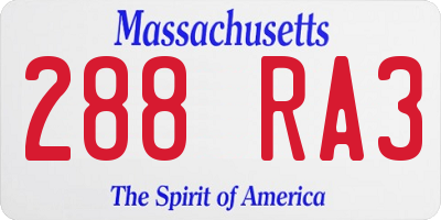 MA license plate 288RA3