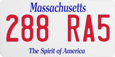 MA license plate 288RA5