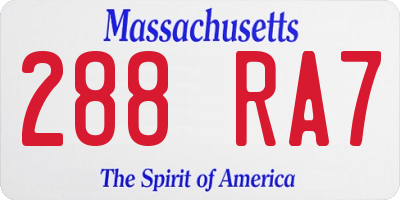 MA license plate 288RA7